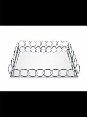 BRAND NEW American Atelier 1332766 Looped Square Mirror Tray, Silver